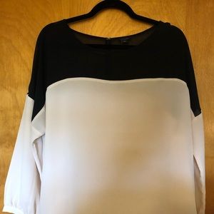 Color block sheer top Ann Taylor Blouse Size XL.